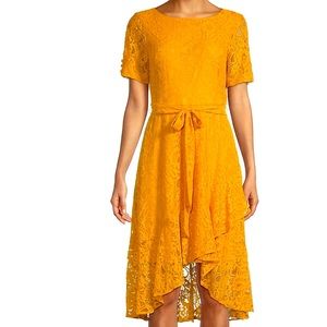 Gabby skye lace ruffle hem dress